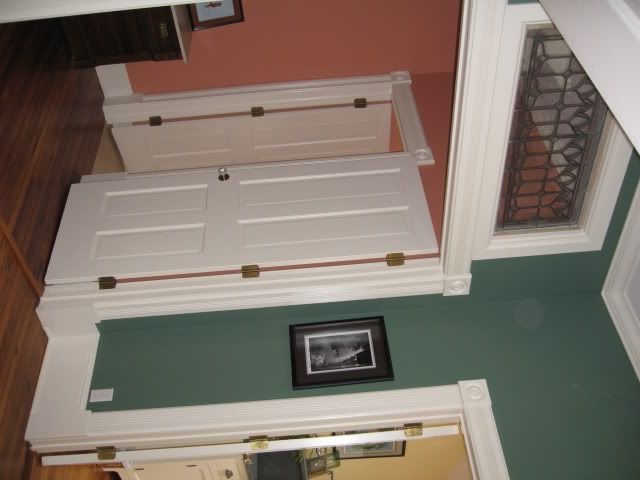 transom leaded glass salvage into master suite